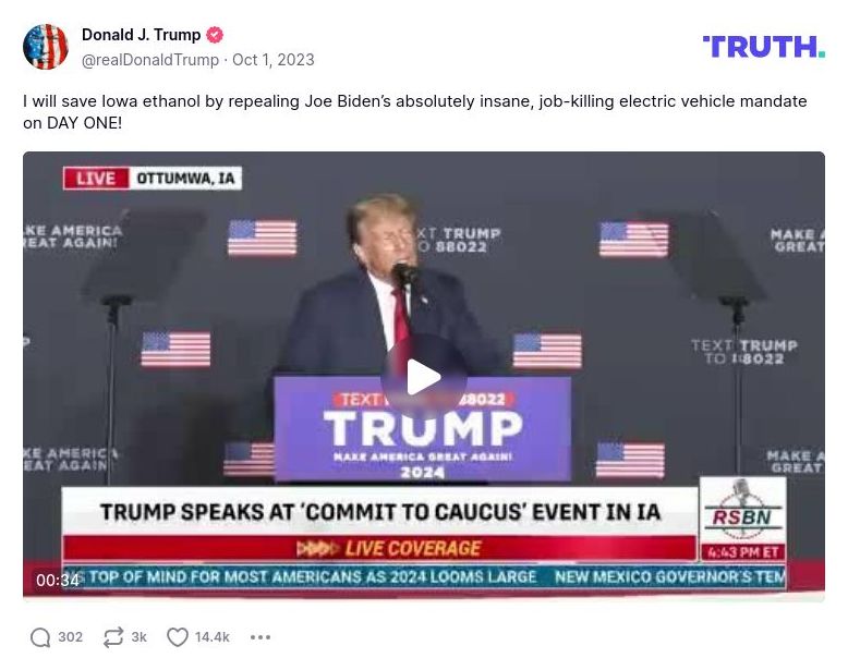 Post image from Donald Trump