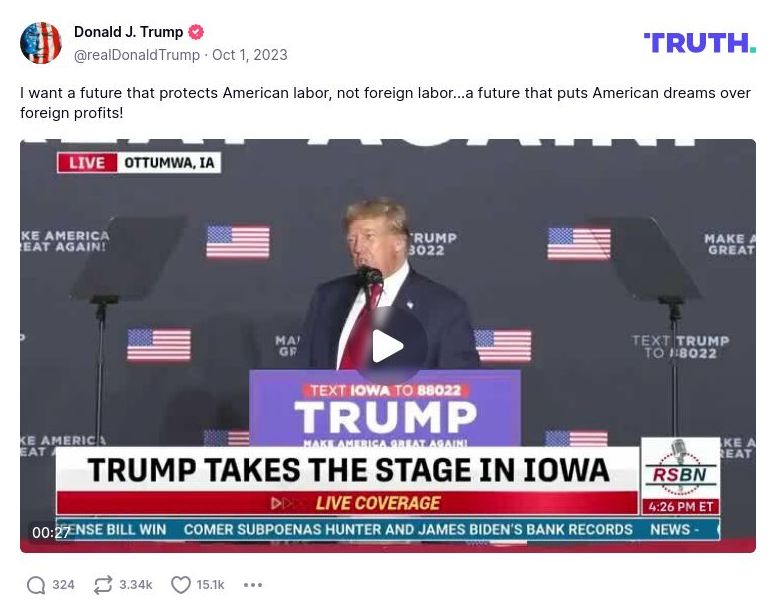 Post image from Donald Trump