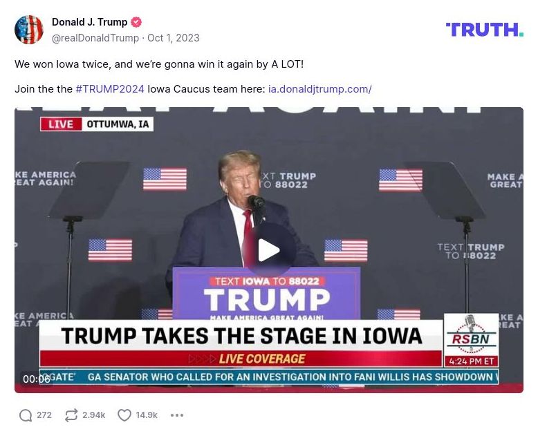 Post image from Donald Trump