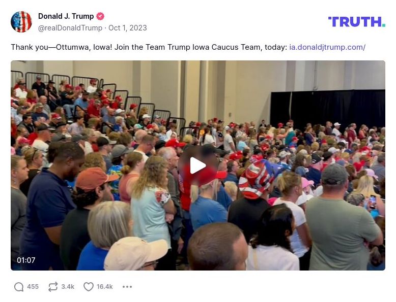 Post image from Donald Trump