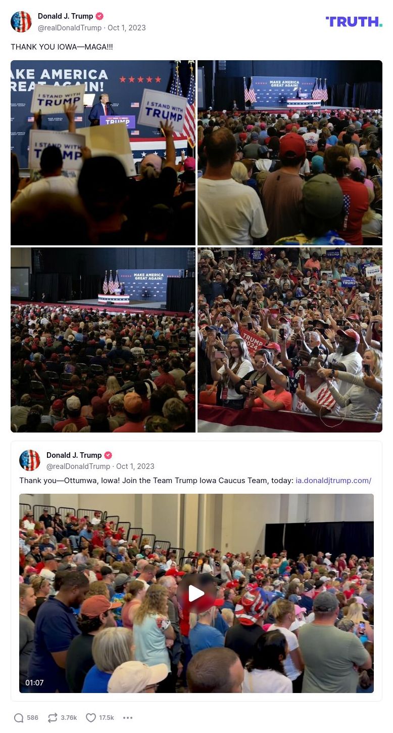 Post image from Donald Trump