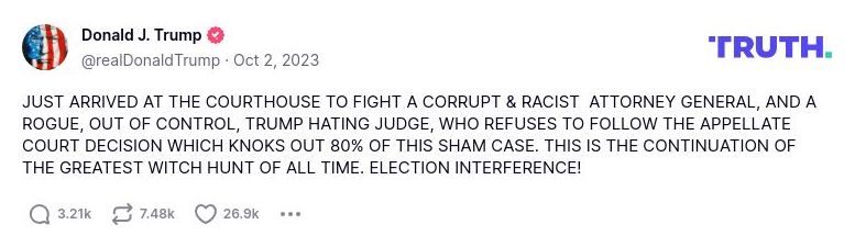 Post image from Donald Trump