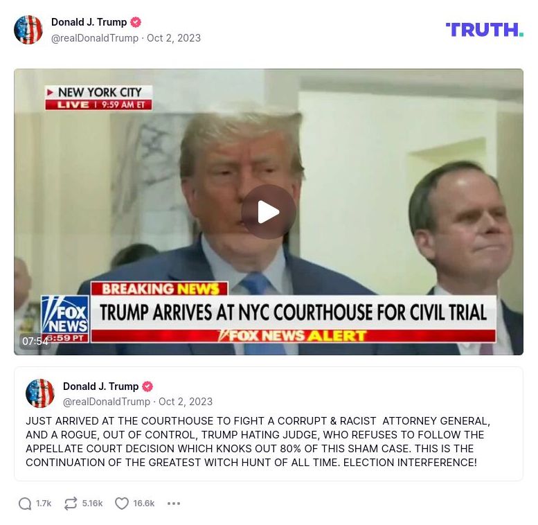 Post image from Donald Trump