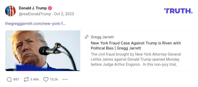 Post image from Donald Trump