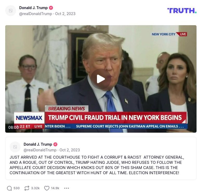 Post image from Donald Trump