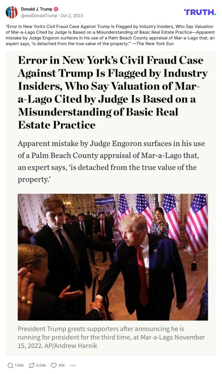 Post image from Donald Trump