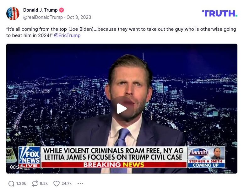 Post image from Donald Trump