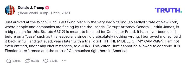 Post image from Donald Trump