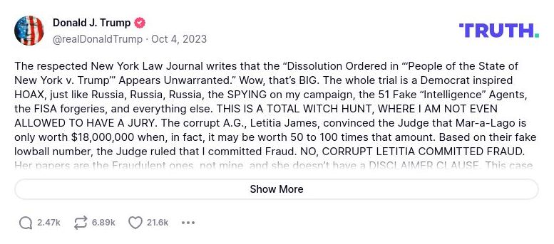 Post image from Donald Trump