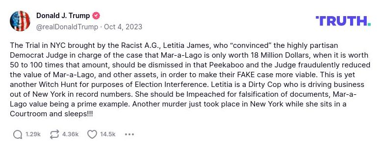 Post image from Donald Trump