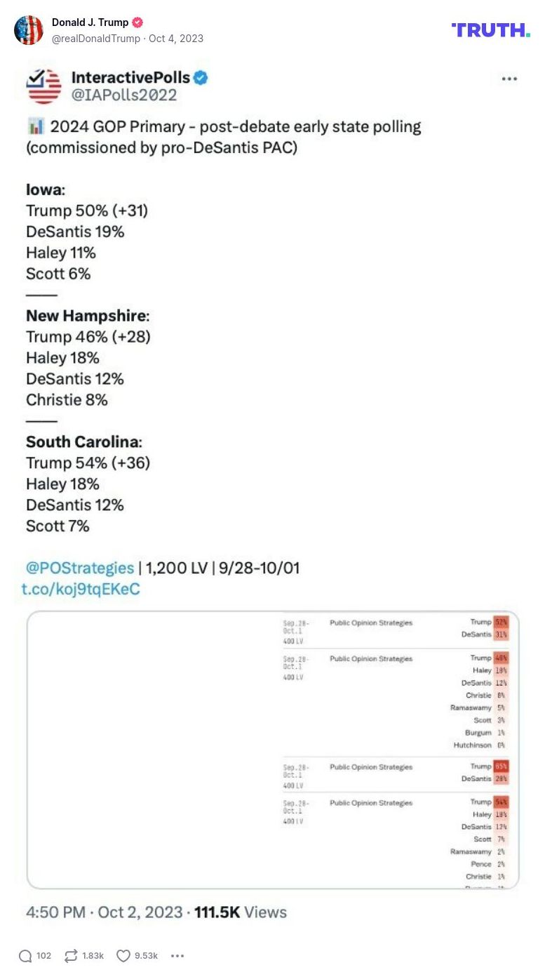 Post image from Donald Trump