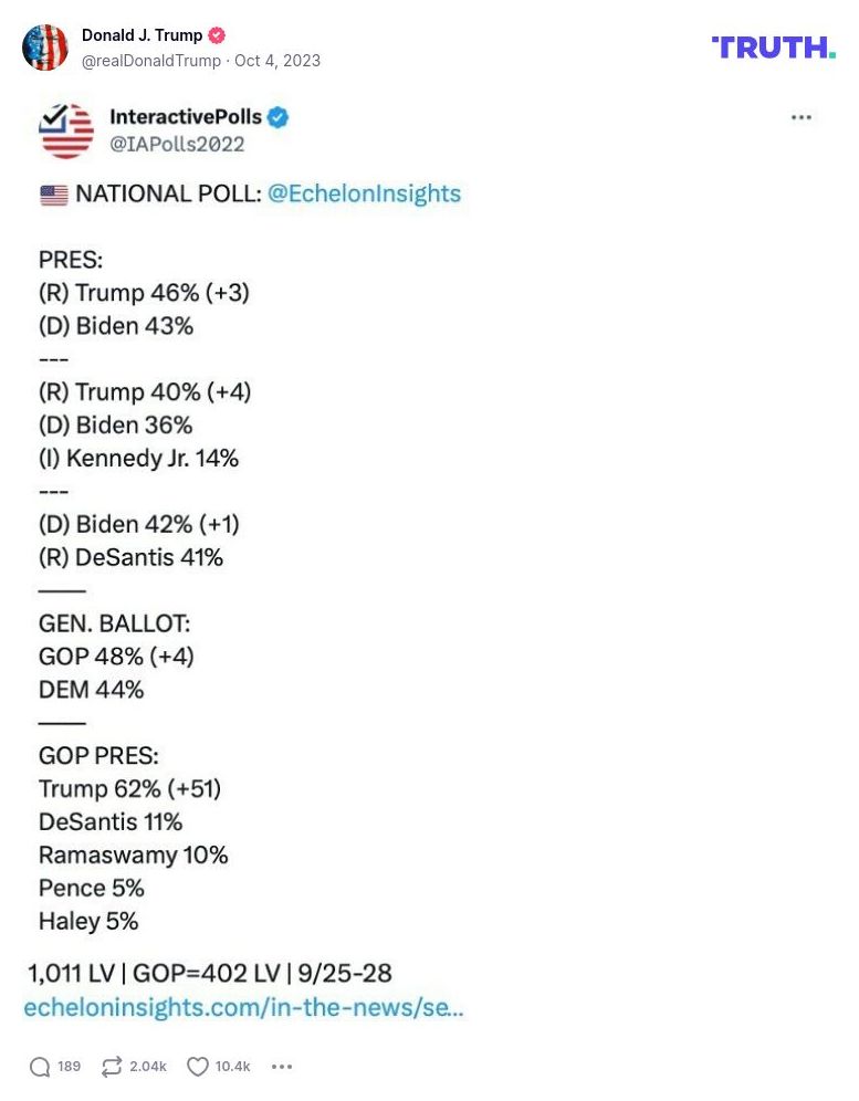 Post image from Donald Trump