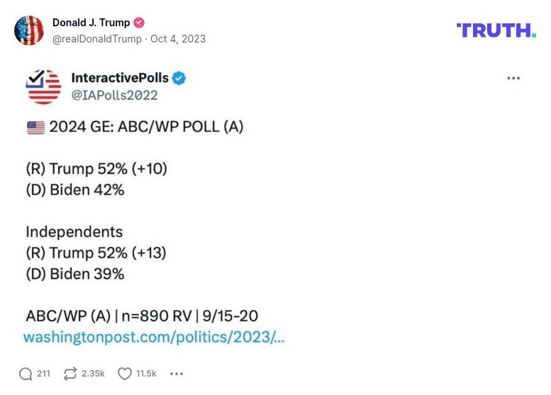 Post image from Donald Trump