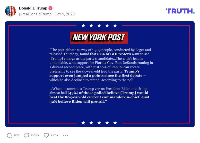 Post preview from Donald Trump