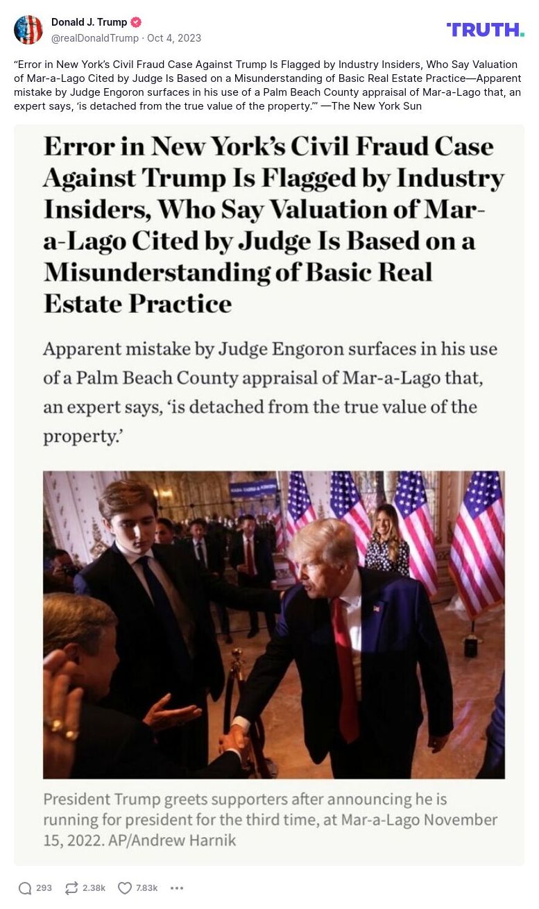 Post image from Donald Trump