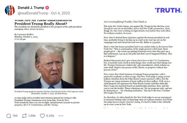 Post image from Donald Trump