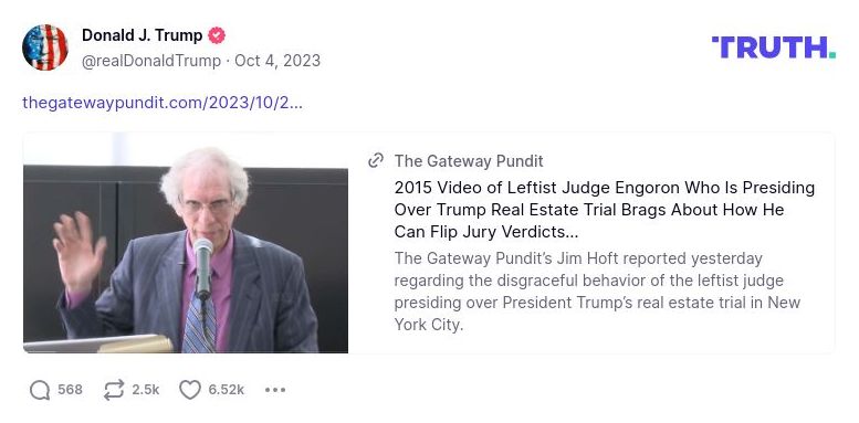 Post image from Donald Trump