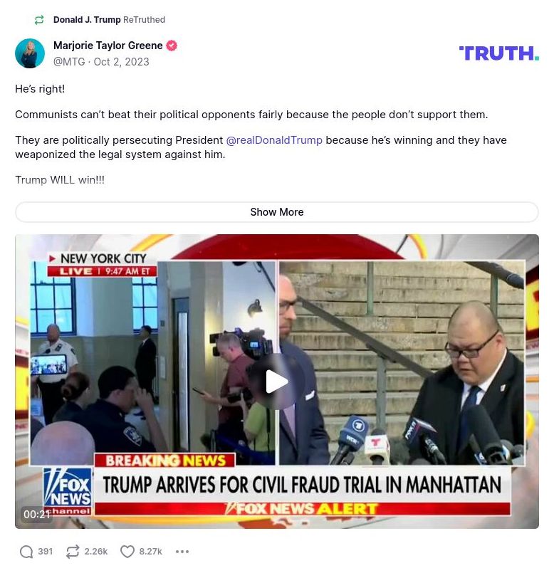 Post image from Donald Trump