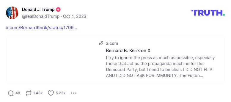 Post image from Donald Trump