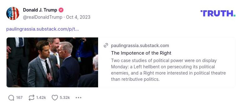 Post image from Donald Trump