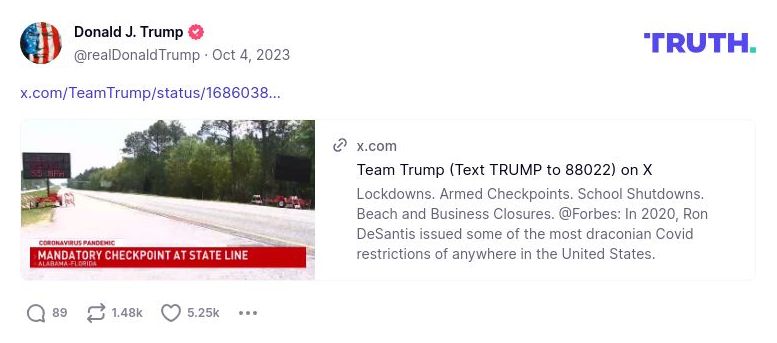 Post image from Donald Trump