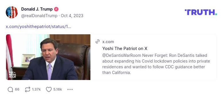 Post image from Donald Trump