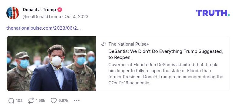 Post image from Donald Trump