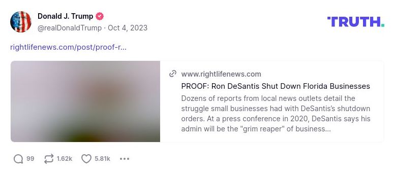 Post image from Donald Trump