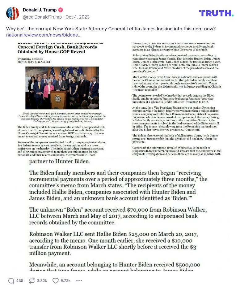 Post image from Donald Trump