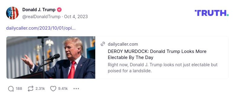 Post image from Donald Trump