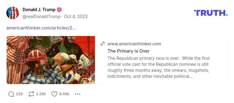 Post image from Donald Trump