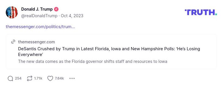 Post image from Donald Trump