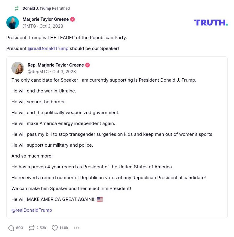 Post image from Donald Trump