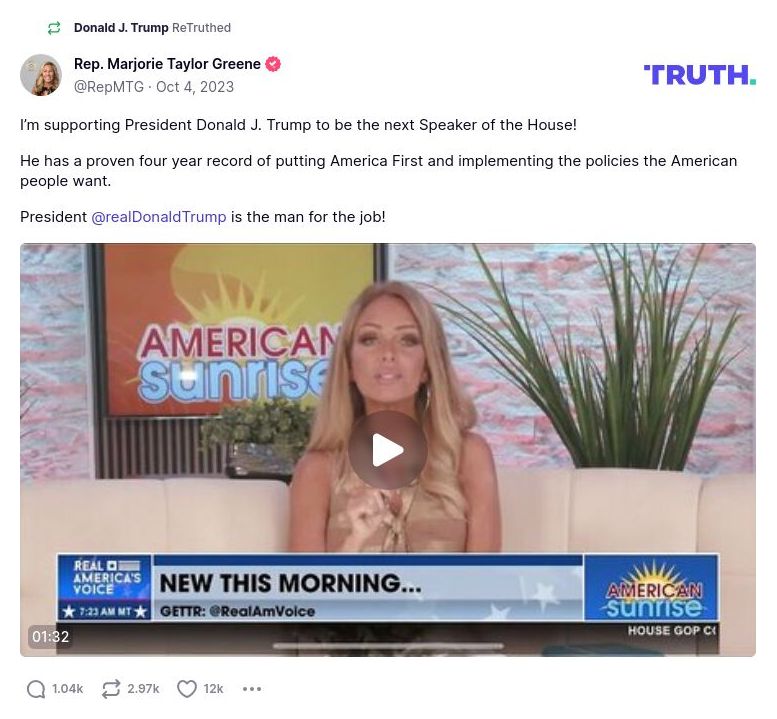 Post image from Donald Trump