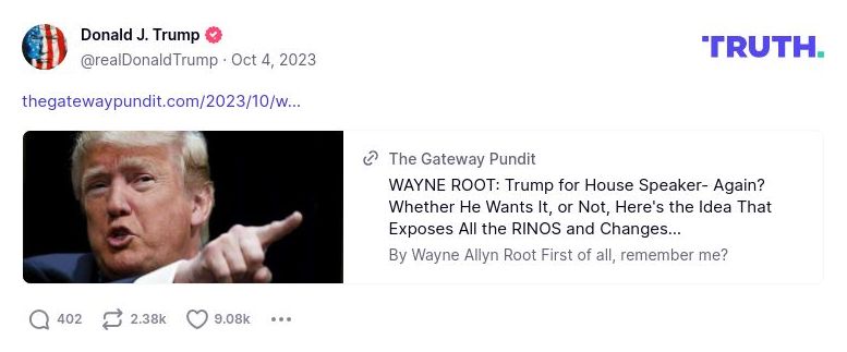 Post image from Donald Trump