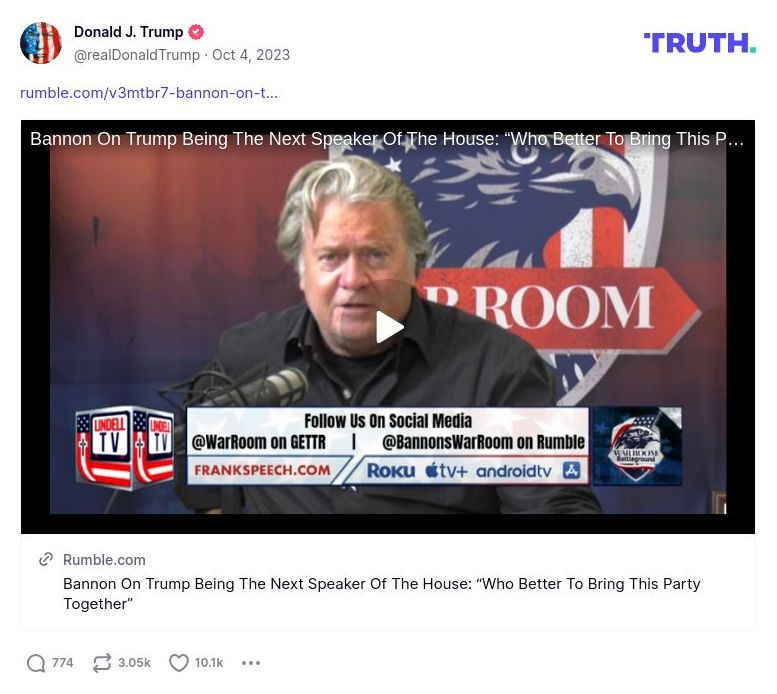 Post image from Donald Trump