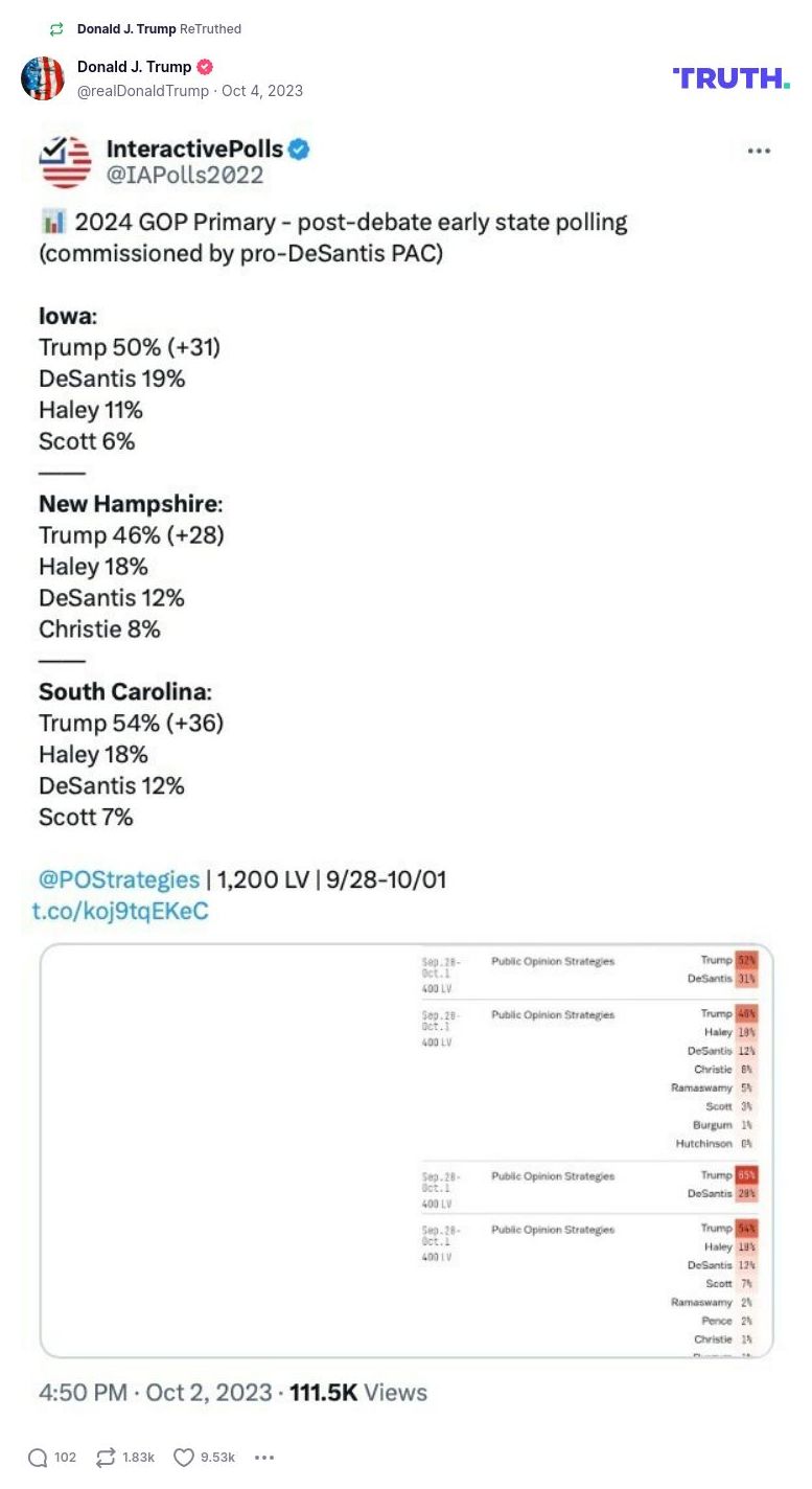 Post image from Donald Trump