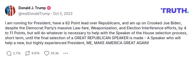 Post image from Donald Trump