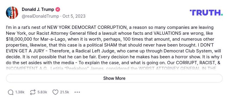 Post image from Donald Trump