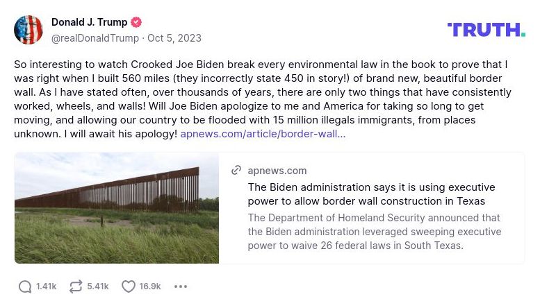 Post preview from Donald Trump