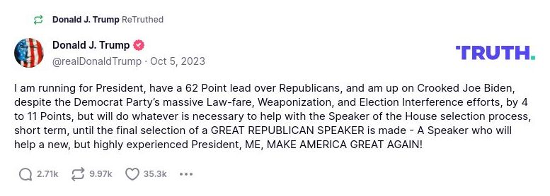 Post image from Donald Trump