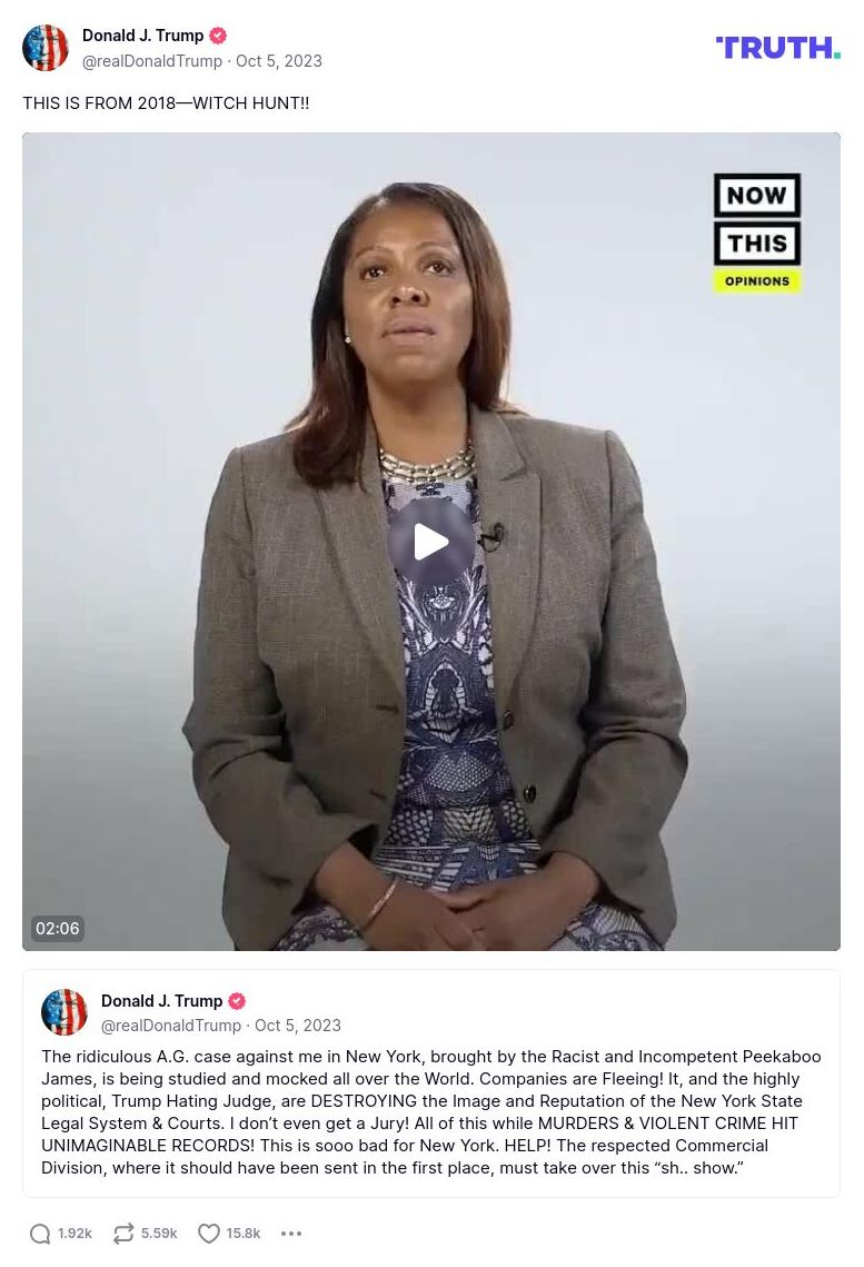 Post image from Donald Trump