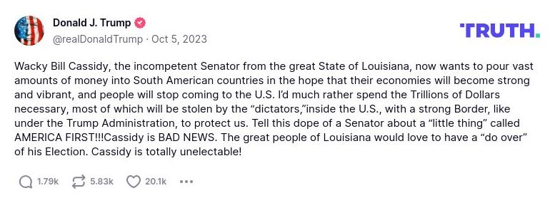 Post image from Donald Trump