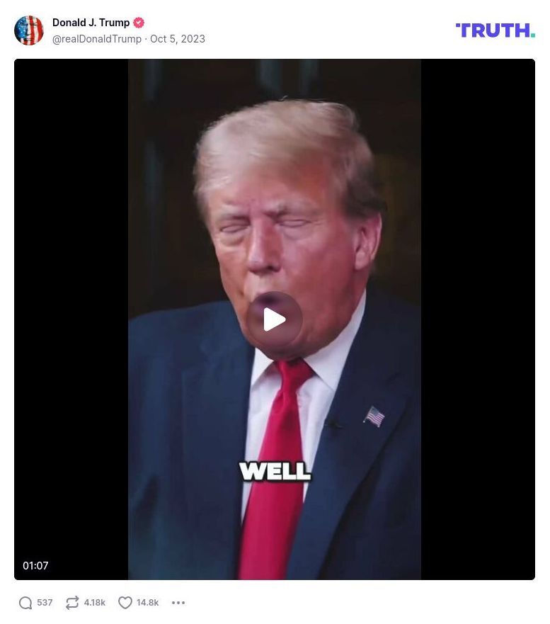 Post image from Donald Trump