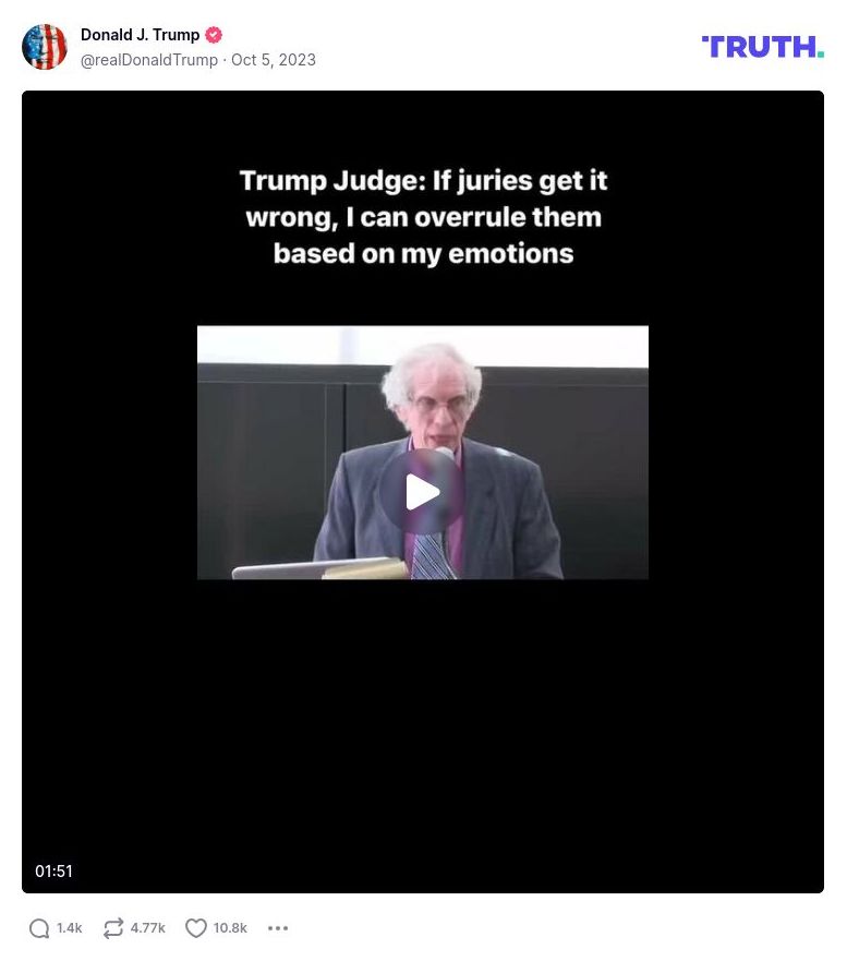 Post image from Donald Trump