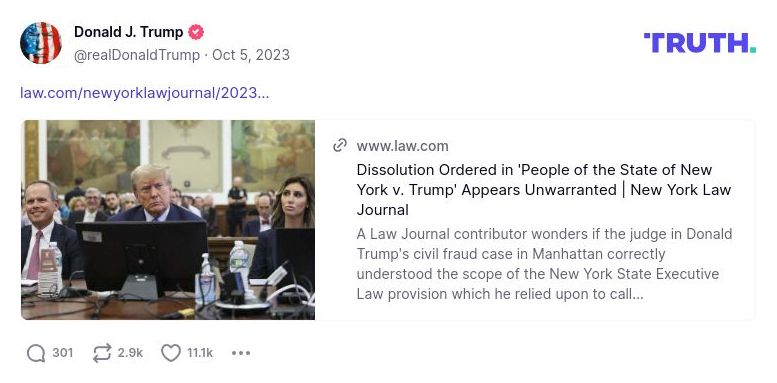 Post image from Donald Trump