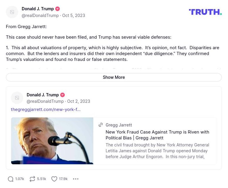 Post image from Donald Trump