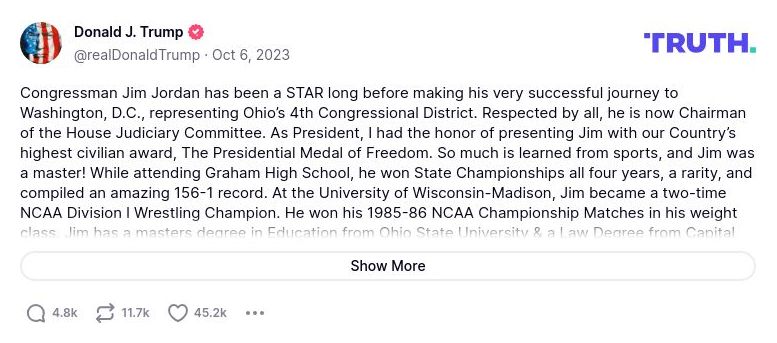 Post image from Donald Trump