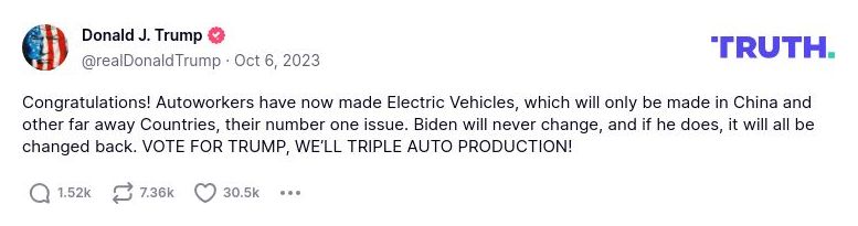 Post preview from Donald Trump