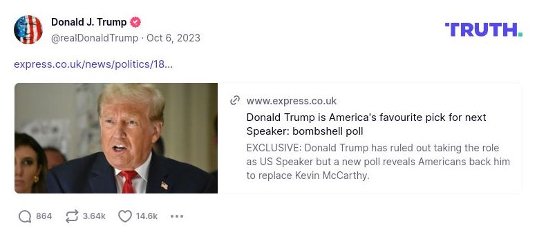 Post image from Donald Trump